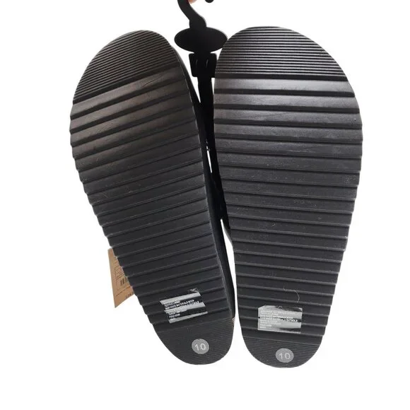 Malibu Womens Black Suede-Like Slip-On Buckle Sandals Size 10 Cork Footbed - Picture 2 of 5